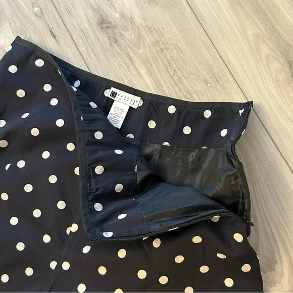 Carole Little Womens Polka Dot Fit-flare Cotton Midi Skirt Lined Size 8 EUC Blue - Picture 4 of 9
